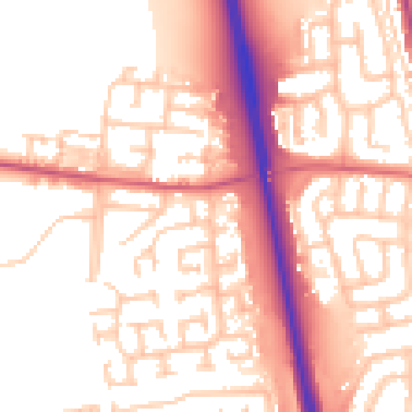 Daytime road noise heatmap for NE13 7HZ