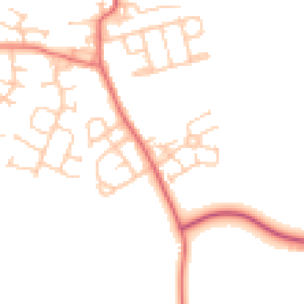 Daytime road noise heatmap for NE13 7JE