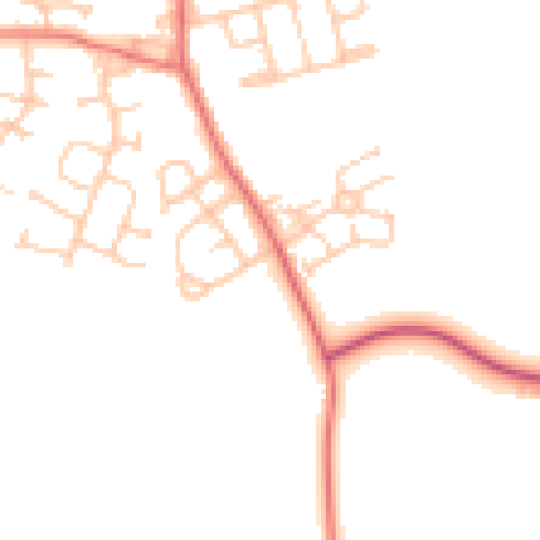 Daytime road noise heatmap for NE13 7JJ