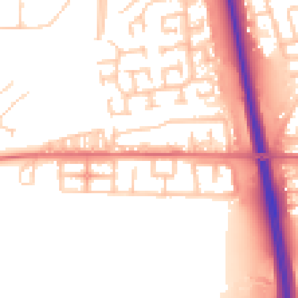Daytime road noise heatmap for NE13 7JQ