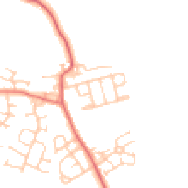 Daytime road noise heatmap for NE13 7LA