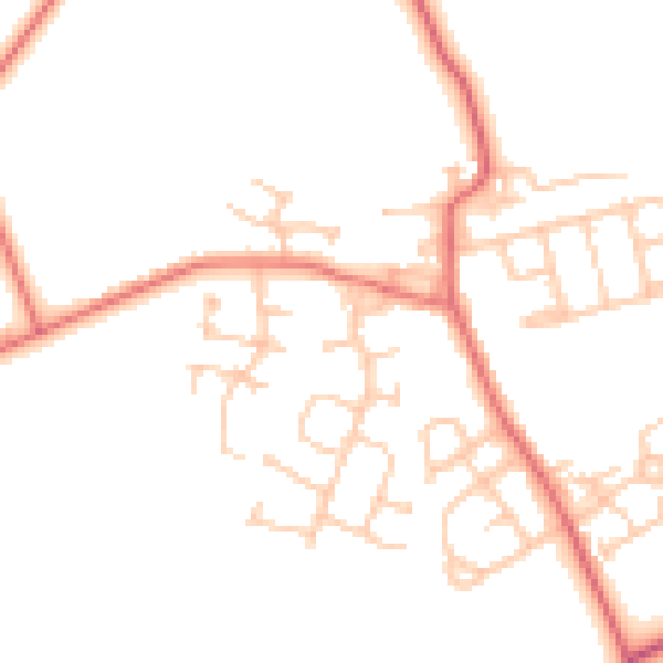 Daytime road noise heatmap for NE13 7LL