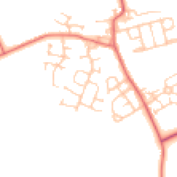 Daytime road noise heatmap for NE13 7LW