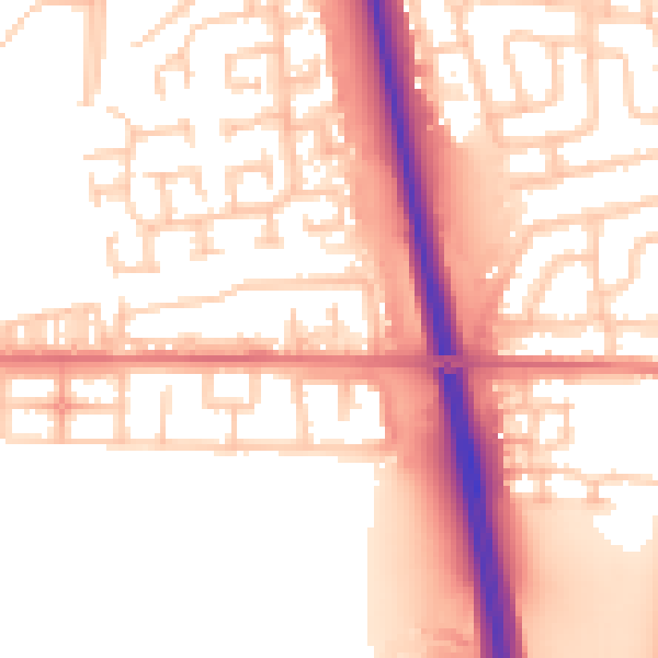 Daytime road noise heatmap for NE13 7NB
