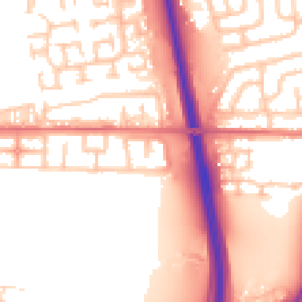 Daytime road noise heatmap for NE13 7NF