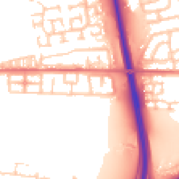 Daytime road noise heatmap for NE13 7NG