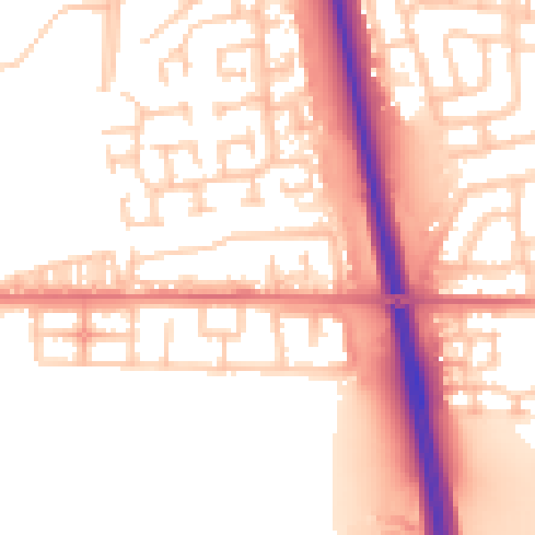 Daytime road noise heatmap for NE13 7NN