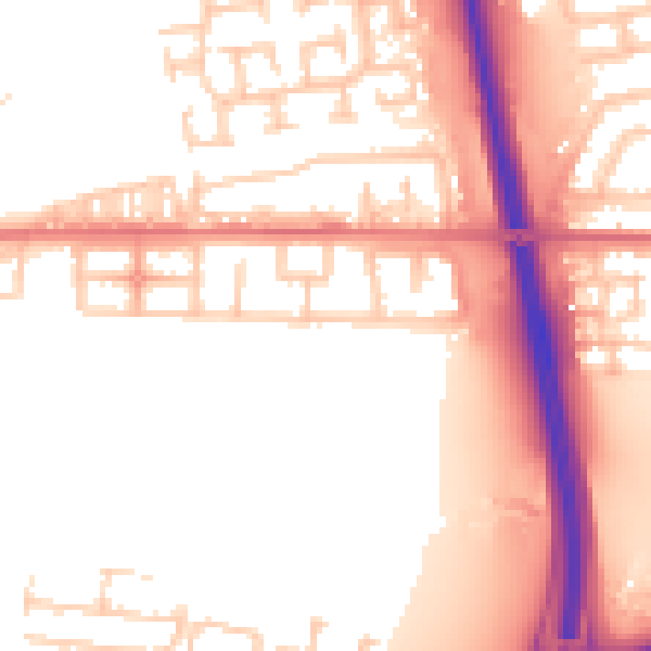 Daytime road noise heatmap for NE13 7NQ