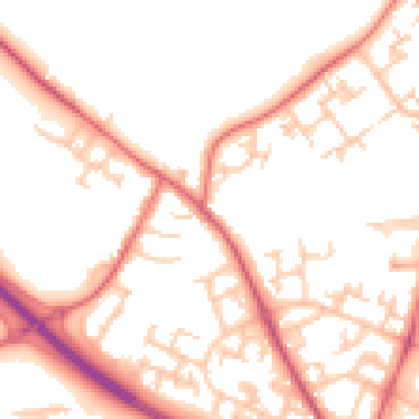 Daytime road noise heatmap for NE13 8AB