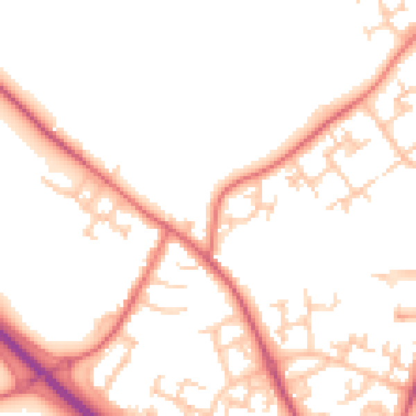 Daytime road noise heatmap for NE13 8AF