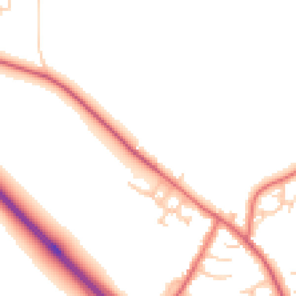 Daytime road noise heatmap for NE13 8AH