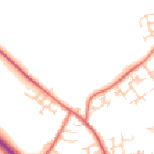 Daytime road noise heatmap for NE13 8AJ
