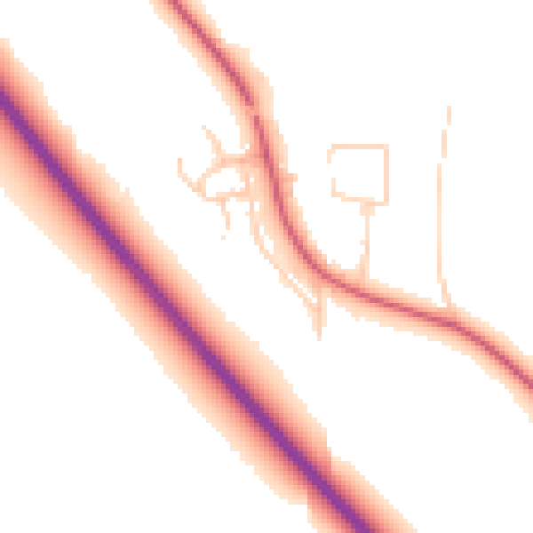 Daytime road noise heatmap for NE13 8AP