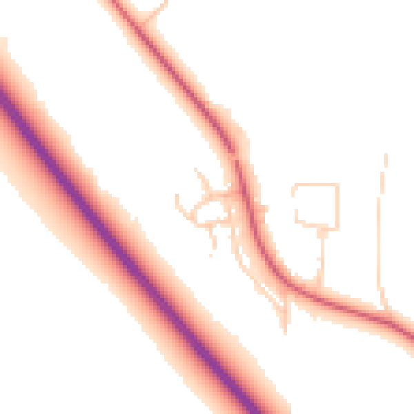 Daytime road noise heatmap for NE13 8AS