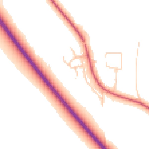 Daytime road noise heatmap for NE13 8AT