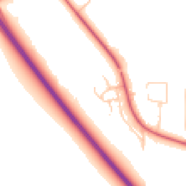 Daytime road noise heatmap for NE13 8AU