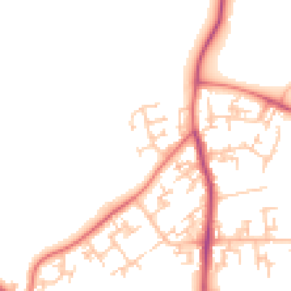 Daytime road noise heatmap for NE13 8AZ