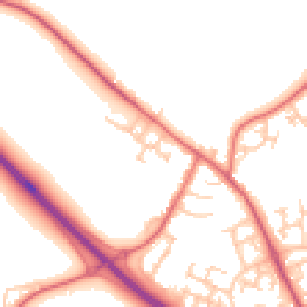 Daytime road noise heatmap for NE13 8BB