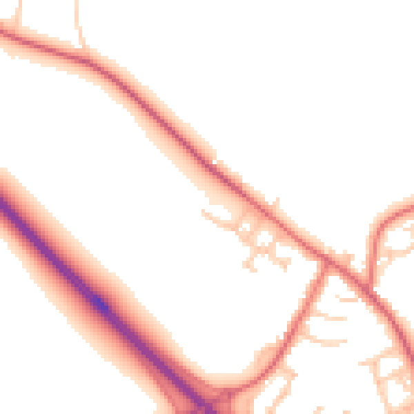 Daytime road noise heatmap for NE13 8BD