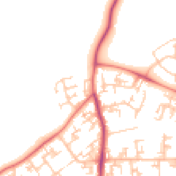Daytime road noise heatmap for NE13 8BE