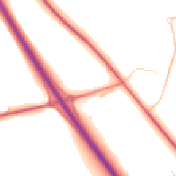 Daytime road noise heatmap for NE13 8BP
