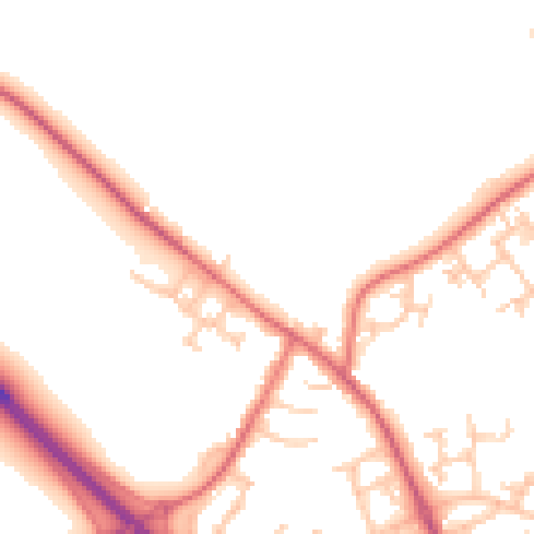 Daytime road noise heatmap for NE13 8DA