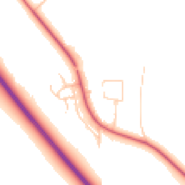 Daytime road noise heatmap for NE13 8DR