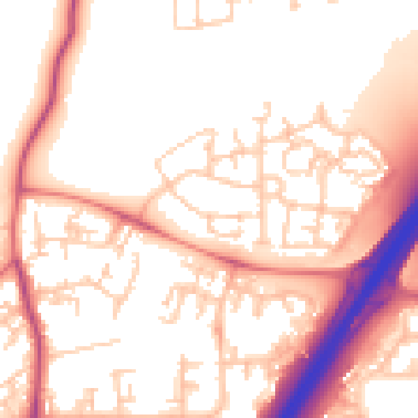 Daytime road noise heatmap for NE13 9AG