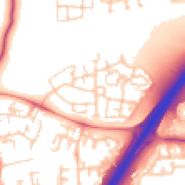 Daytime road noise heatmap for NE13 9AP