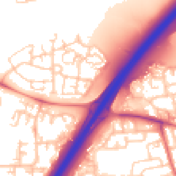 Daytime road noise heatmap for NE13 9AY