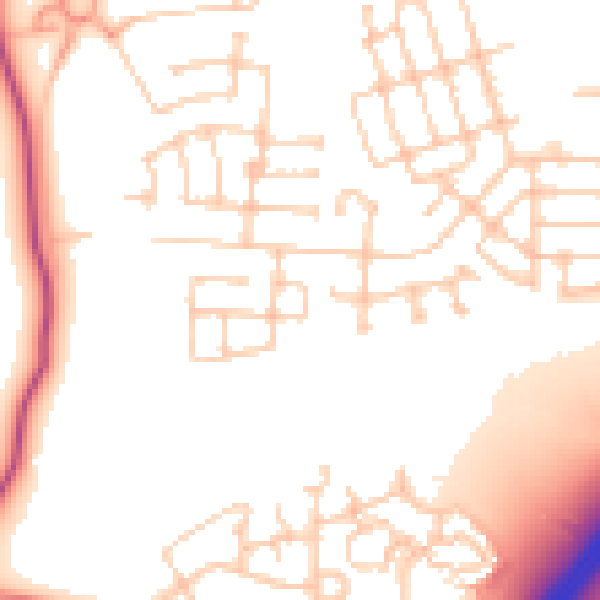 Daytime road noise heatmap for NE13 9EE