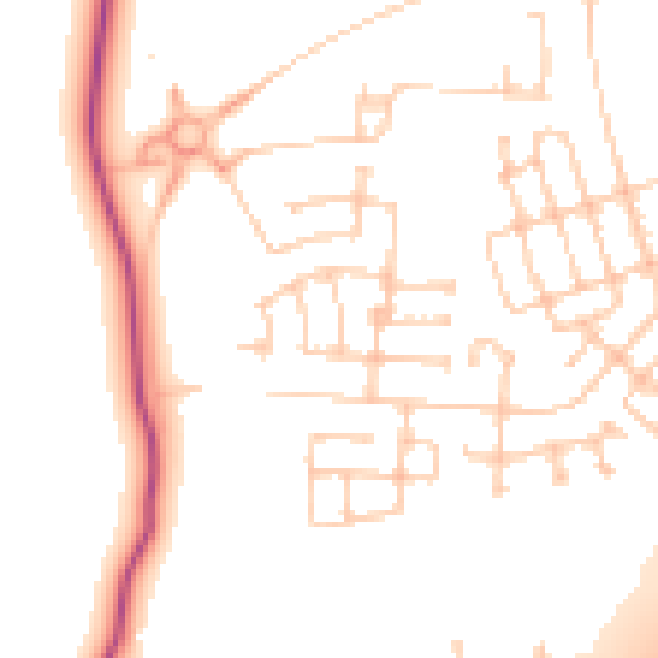 Daytime road noise heatmap for NE13 9EH