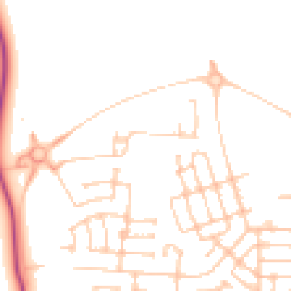 Daytime road noise heatmap for NE13 9EN