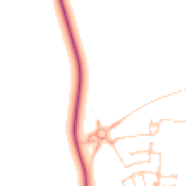 Daytime road noise heatmap for NE13 9EX