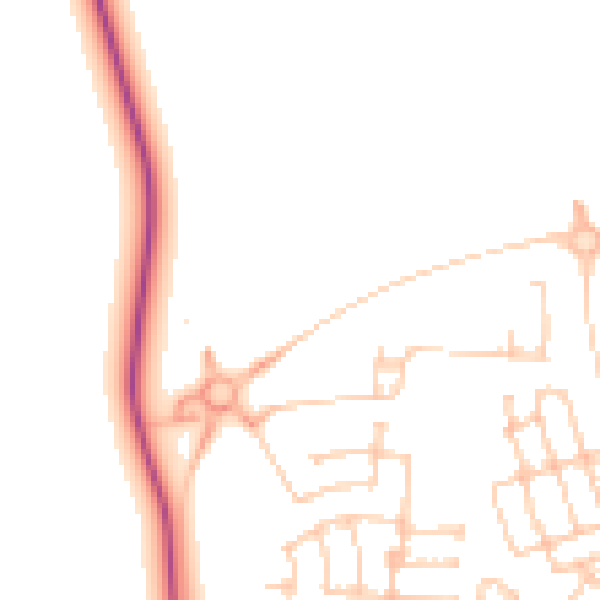 Daytime road noise heatmap for NE13 9EY