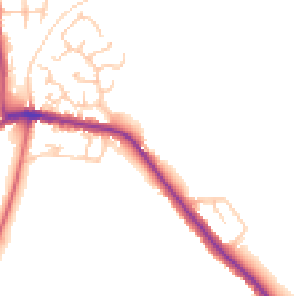 Daytime road noise heatmap for NE20 9DD