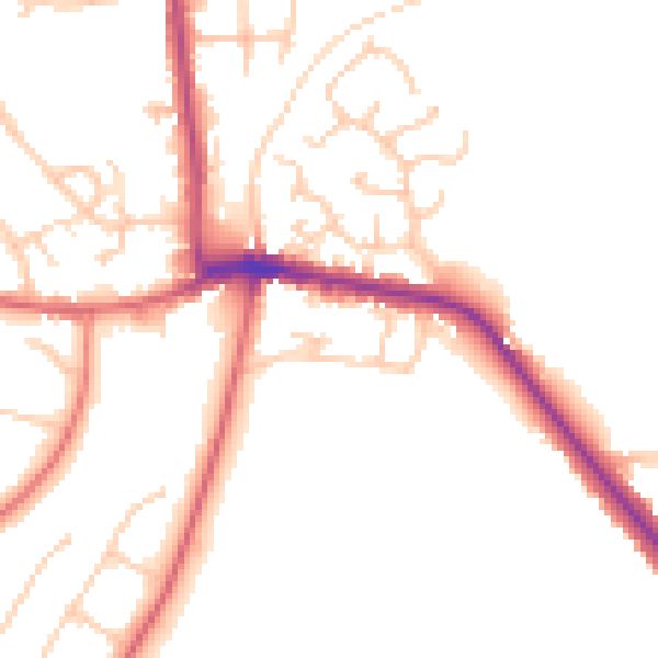 Daytime road noise heatmap for NE20 9EZ