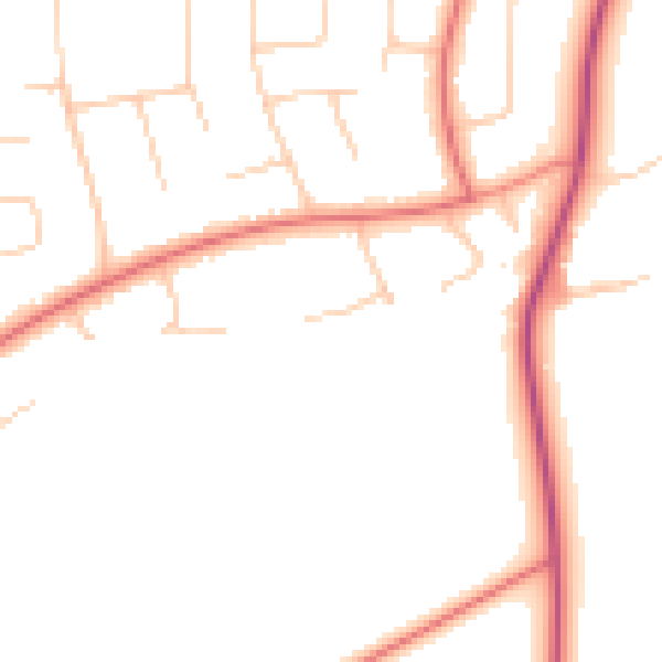 Daytime road noise heatmap for NE20 9JY