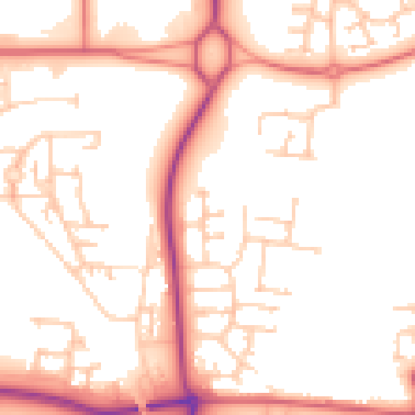 Daytime road noise heatmap for NE23 1AF