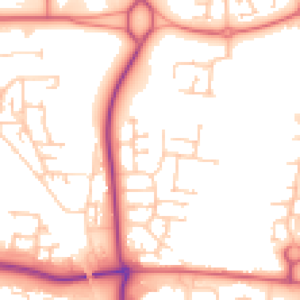 Daytime road noise heatmap for NE23 1AH