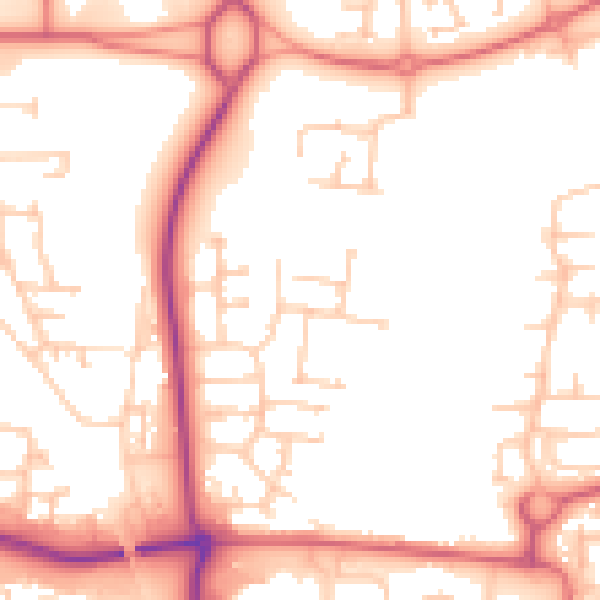 Daytime road noise heatmap for NE23 1AJ