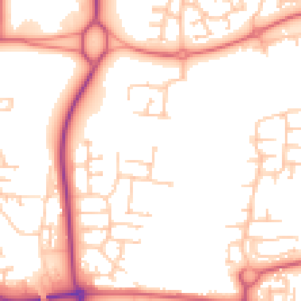 Daytime road noise heatmap for NE23 1AN