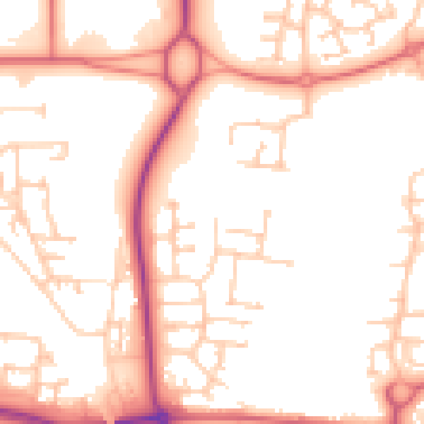 Daytime road noise heatmap for NE23 1AP