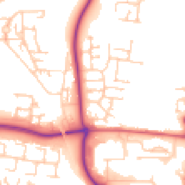 Daytime road noise heatmap for NE23 1AR