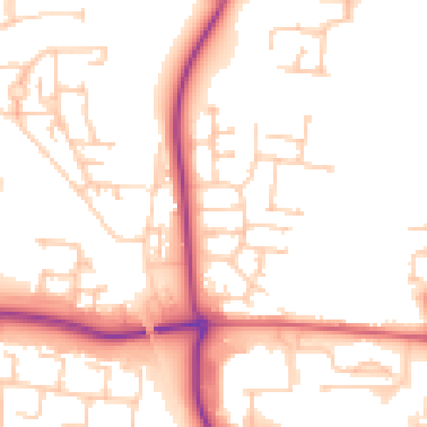 Daytime road noise heatmap for NE23 1AS