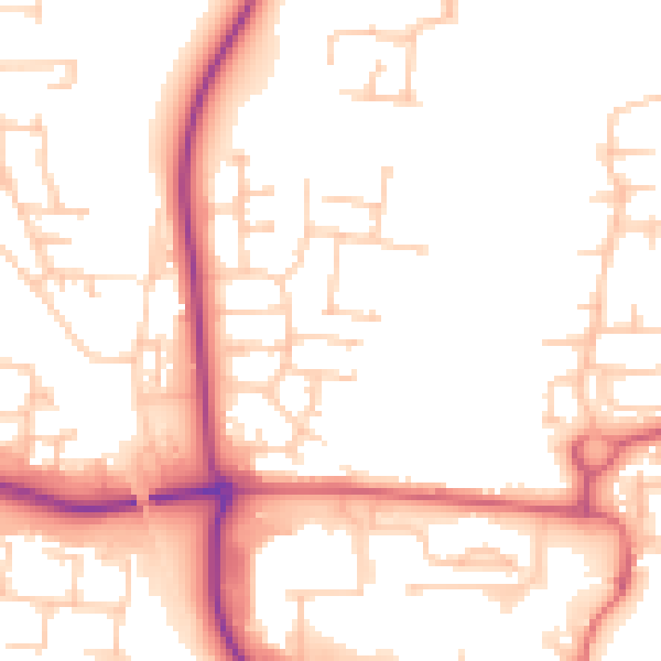 Daytime road noise heatmap for NE23 1AZ