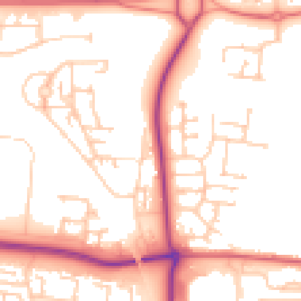 Daytime road noise heatmap for NE23 1BD