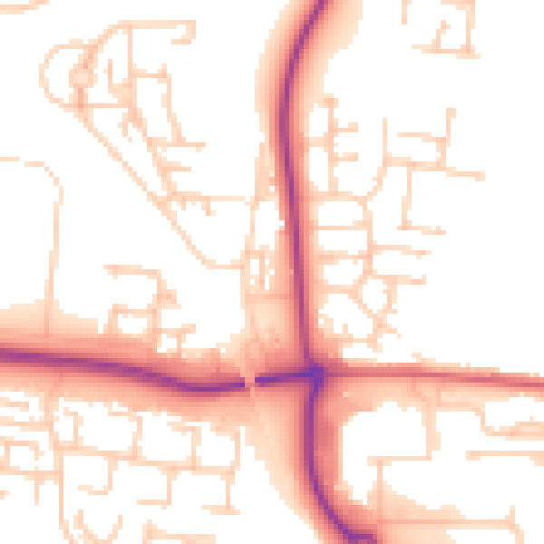Daytime road noise heatmap for NE23 1DR