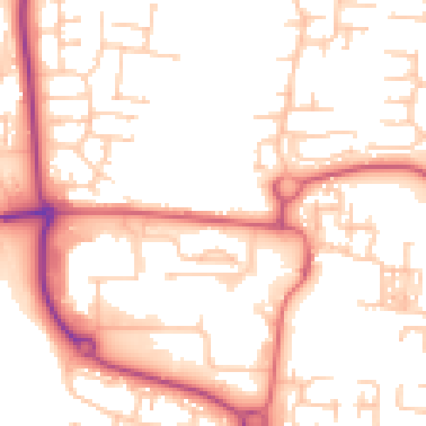 Daytime road noise heatmap for NE23 1EN