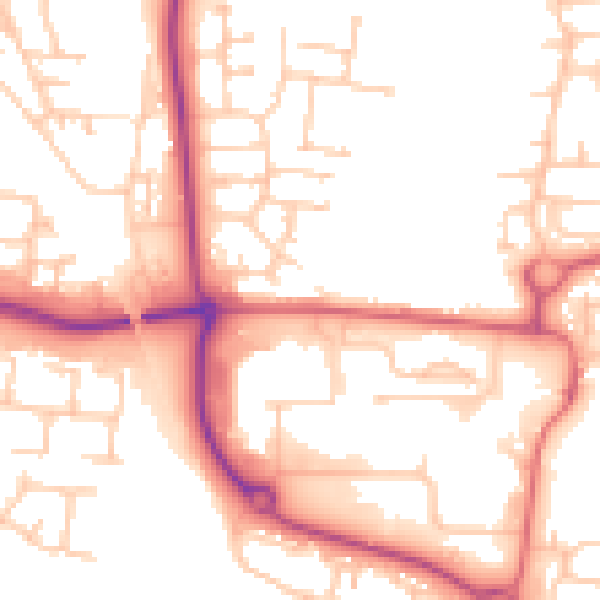 Daytime road noise heatmap for NE23 1EP